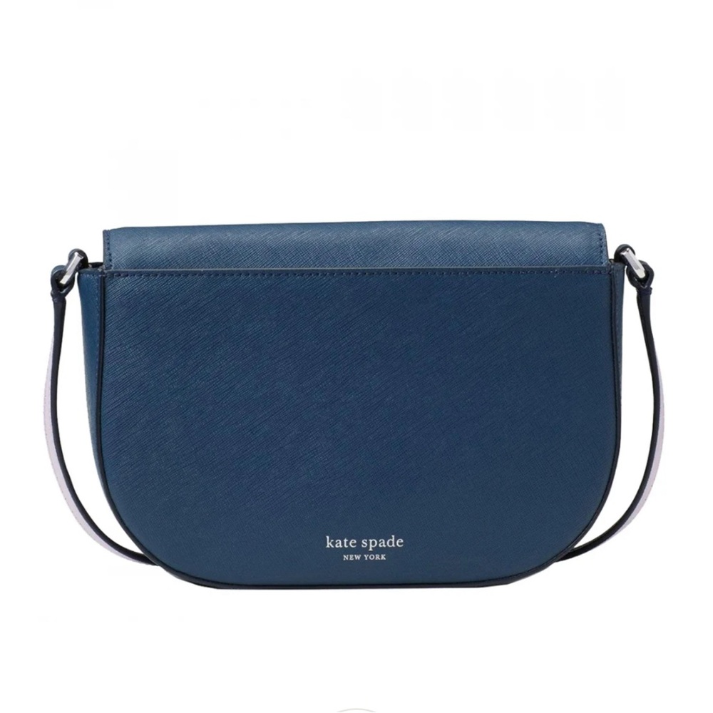 NEW✨Kate Spade Reiley Spade Flower Applique Flap Crossbody Bag in Petrol Blue - Picture 2 of 6
